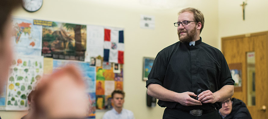 Brother Ken Homan, S.J. teaches high school students