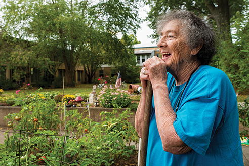 Sister Constance Welsh working in the garden