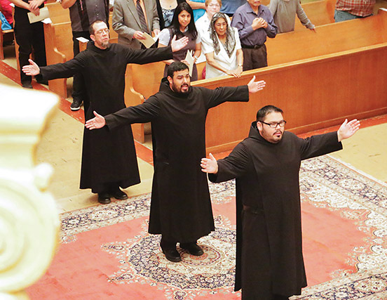 Love makes his final vows with two other men in 2014, Brother Jesus Maria Leija, O.S.B. and Brother Gregory Benavidez, O.S.B.