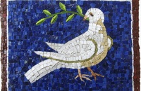 Mosaic dove with olive branch