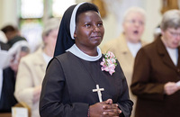 Felician Sister Maria Bakhita Waweru, C.S.S.F. prays.